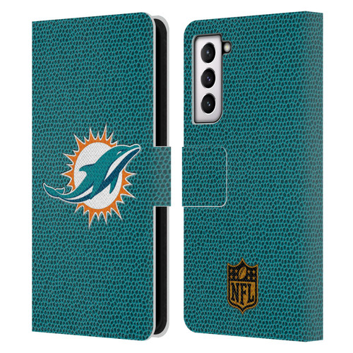 NFL Miami Dolphins Logo Football Leather Book Wallet Case Cover For Samsung Galaxy S21 5G