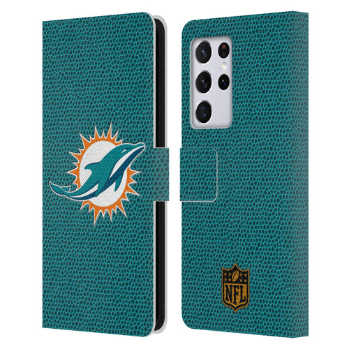 NFL Miami Dolphins Logo Football Leather Book Wallet Case Cover For Samsung Galaxy S21 Ultra 5G
