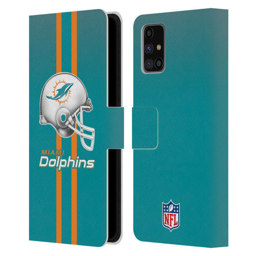 NFL Miami Dolphins Logo Helmet Leather Book Wallet Case Cover For Samsung Galaxy M31s (2020)
