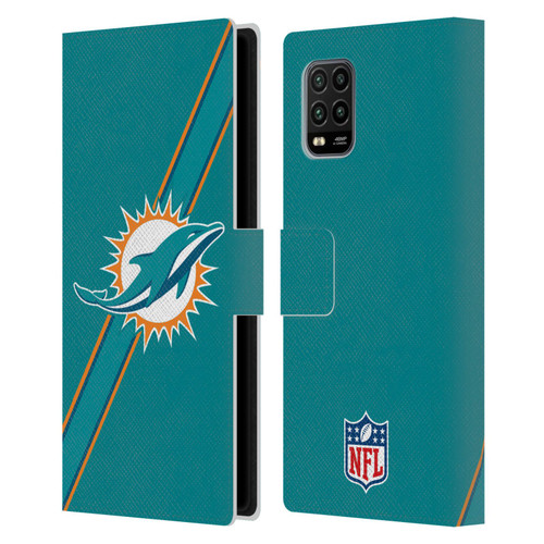 NFL Miami Dolphins Logo Stripes Leather Book Wallet Case Cover For Xiaomi Mi 10 Lite 5G