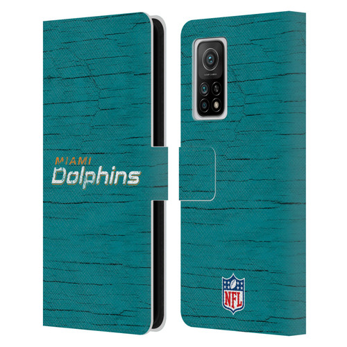NFL Miami Dolphins Logo Distressed Look Leather Book Wallet Case Cover For Xiaomi Mi 10T 5G