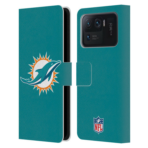 NFL Miami Dolphins Logo Plain Leather Book Wallet Case Cover For Xiaomi Mi 11 Ultra