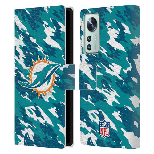 NFL Miami Dolphins Logo Camou Leather Book Wallet Case Cover For Xiaomi 12