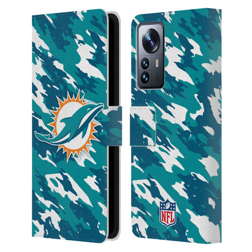 NFL Miami Dolphins Logo Camou Leather Book Wallet Case Cover For Xiaomi 12 Pro