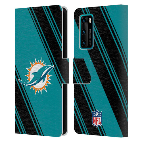 NFL Miami Dolphins Artwork Stripes Leather Book Wallet Case Cover For Huawei P40 5G