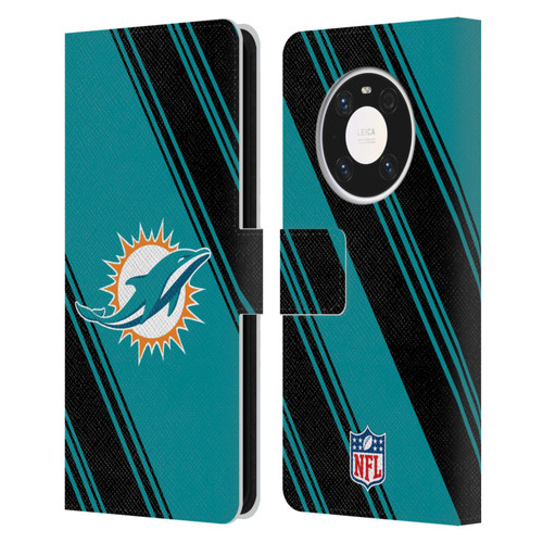 NFL Miami Dolphins Artwork Stripes Leather Book Wallet Case Cover For Huawei Mate 40 Pro 5G