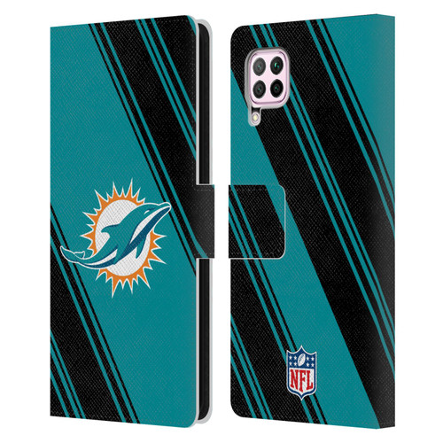 NFL Miami Dolphins Artwork Stripes Leather Book Wallet Case Cover For Huawei Nova 6 SE / P40 Lite