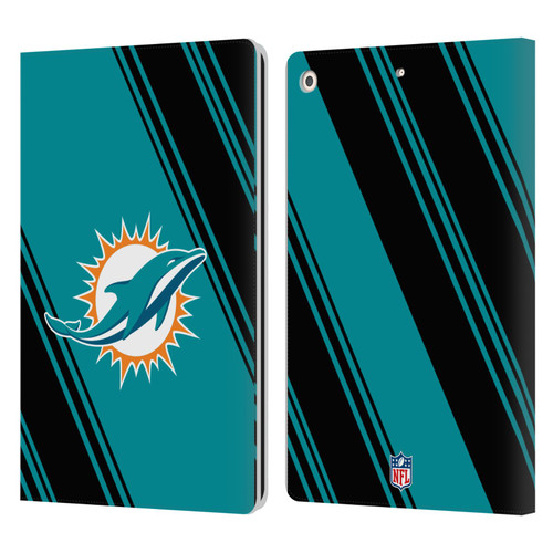 NFL Miami Dolphins Artwork Stripes Leather Book Wallet Case Cover For Apple iPad 10.2 2019/2020/2021