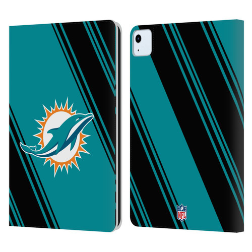 NFL Miami Dolphins Artwork Stripes Leather Book Wallet Case Cover For Apple iPad Air 11 2020/2022/2024