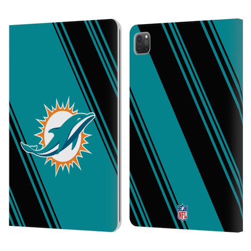 NFL Miami Dolphins Artwork Stripes Leather Book Wallet Case Cover For Apple iPad Pro 11 2020 / 2021 / 2022