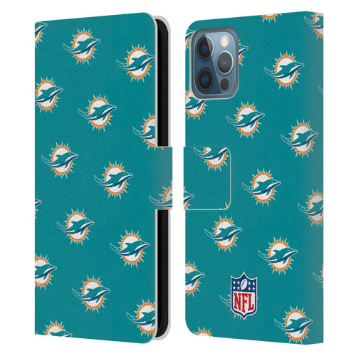 NFL Miami Dolphins Artwork Patterns Leather Book Wallet Case Cover For Apple iPhone 12 / iPhone 12 Pro