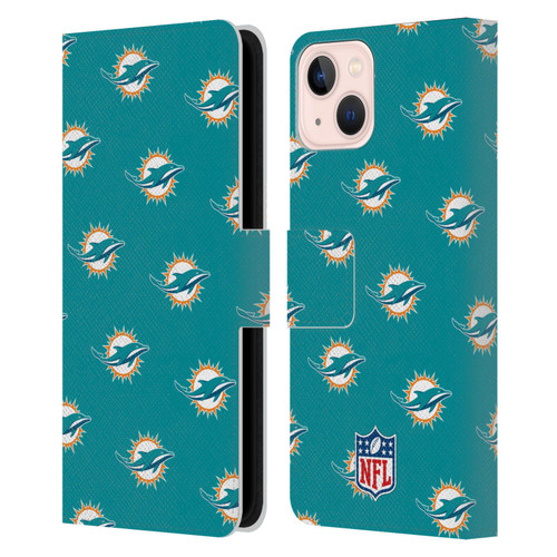 NFL Miami Dolphins Artwork Patterns Leather Book Wallet Case Cover For Apple iPhone 13