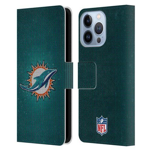 NFL Miami Dolphins Artwork LED Leather Book Wallet Case Cover For Apple iPhone 13 Pro