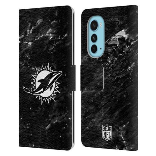 NFL Miami Dolphins Artwork Marble Leather Book Wallet Case Cover For Motorola Edge (2022)