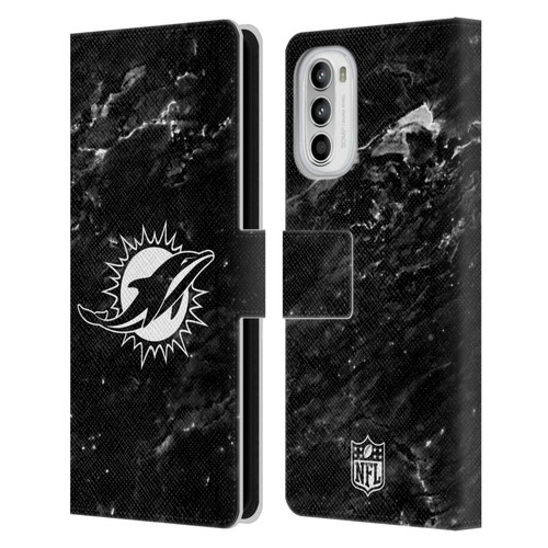 NFL Miami Dolphins Artwork Marble Leather Book Wallet Case Cover For Motorola Moto G52