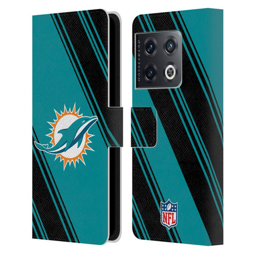 NFL Miami Dolphins Artwork Stripes Leather Book Wallet Case Cover For OnePlus 10 Pro