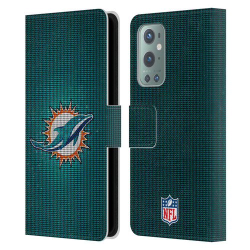 NFL Miami Dolphins Artwork LED Leather Book Wallet Case Cover For OnePlus 9