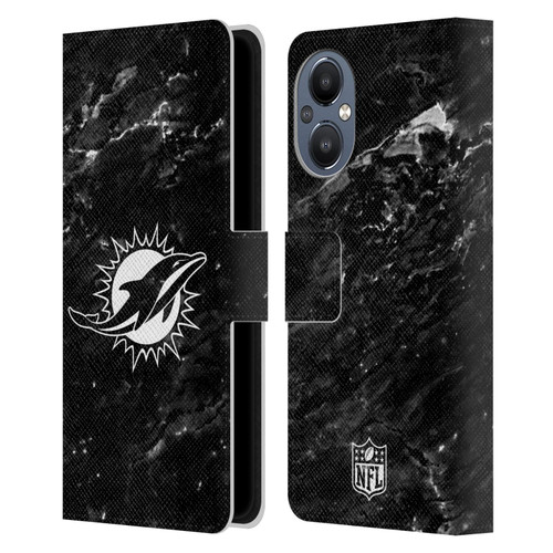 NFL Miami Dolphins Artwork Marble Leather Book Wallet Case Cover For OnePlus Nord N20 5G