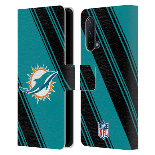 NFL Miami Dolphins Artwork Stripes Leather Book Wallet Case Cover For OnePlus Nord CE 5G