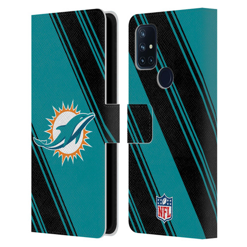 NFL Miami Dolphins Artwork Stripes Leather Book Wallet Case Cover For OnePlus Nord N10 5G