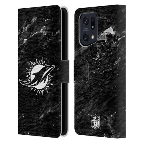 NFL Miami Dolphins Artwork Marble Leather Book Wallet Case Cover For OPPO Find X5 Pro