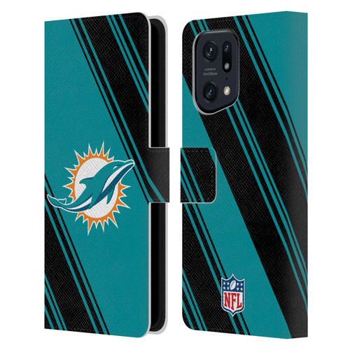 NFL Miami Dolphins Artwork Stripes Leather Book Wallet Case Cover For OPPO Find X5 Pro
