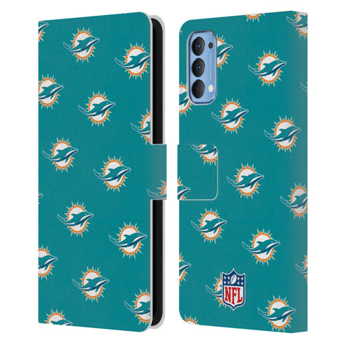 NFL Miami Dolphins Artwork Patterns Leather Book Wallet Case Cover For OPPO Reno 4 5G