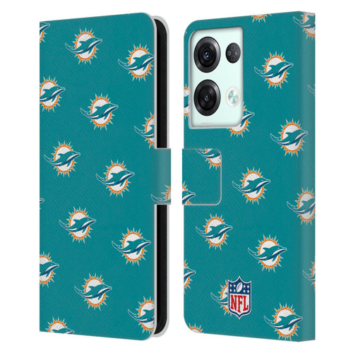NFL Miami Dolphins Artwork Patterns Leather Book Wallet Case Cover For OPPO Reno8 Pro