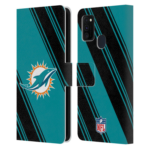 NFL Miami Dolphins Artwork Stripes Leather Book Wallet Case Cover For Samsung Galaxy M30s (2019)/M21 (2020)