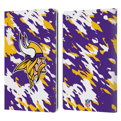 NFL Minnesota Vikings Logo Camou Leather Book Wallet Case Cover For Apple iPad 10.2 2019/2020/2021
