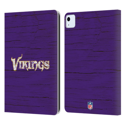 NFL Minnesota Vikings Logo Distressed Look Leather Book Wallet Case Cover For Apple iPad Air 2020 / 2022