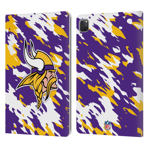 NFL Minnesota Vikings Logo Camou Leather Book Wallet Case Cover For Apple iPad Pro 11 2020 / 2021 / 2022