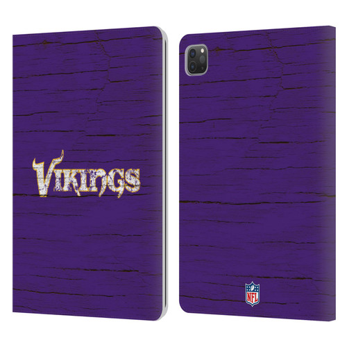 NFL Minnesota Vikings Logo Distressed Look Leather Book Wallet Case Cover For Apple iPad Pro 11 2020 / 2021 / 2022