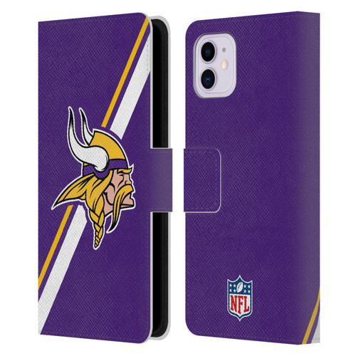 NFL Minnesota Vikings Logo Stripes Leather Book Wallet Case Cover For Apple iPhone 11 NFL Minnesota Vikings Logo Stripes Leather Book Wallet Case Cover For Apple iPhone 11