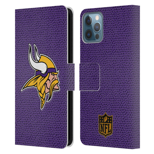 NFL Minnesota Vikings Logo Football Leather Book Wallet Case Cover For Apple iPhone 12 / iPhone 12 Pro
