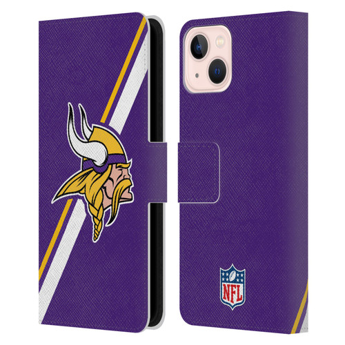 NFL Minnesota Vikings Logo Stripes Leather Book Wallet Case Cover For Apple iPhone 13