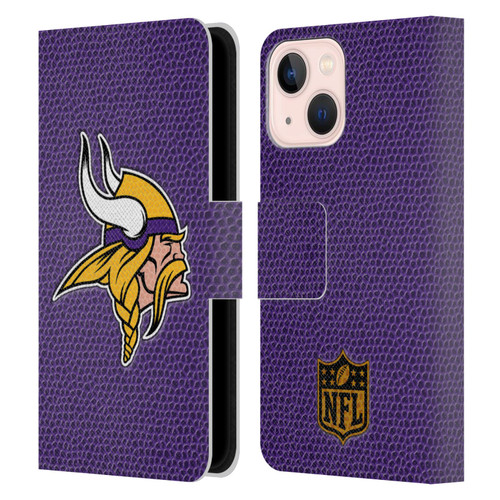 NFL Minnesota Vikings Logo Football Leather Book Wallet Case Cover For Apple iPhone 13 Mini