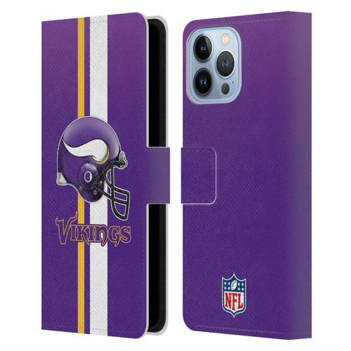 NFL Minnesota Vikings Logo Helmet Leather Book Wallet Case Cover For Apple iPhone 13 Pro Max