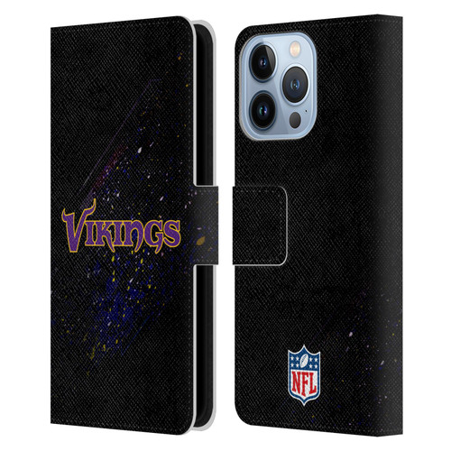 NFL Minnesota Vikings Logo Blur Leather Book Wallet Case Cover For Apple iPhone 13 Pro