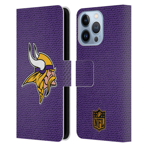 NFL Minnesota Vikings Logo Football Leather Book Wallet Case Cover For Apple iPhone 13 Pro