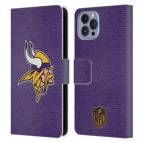 NFL Minnesota Vikings Logo Football Leather Book Wallet Case Cover For Apple iPhone 14
