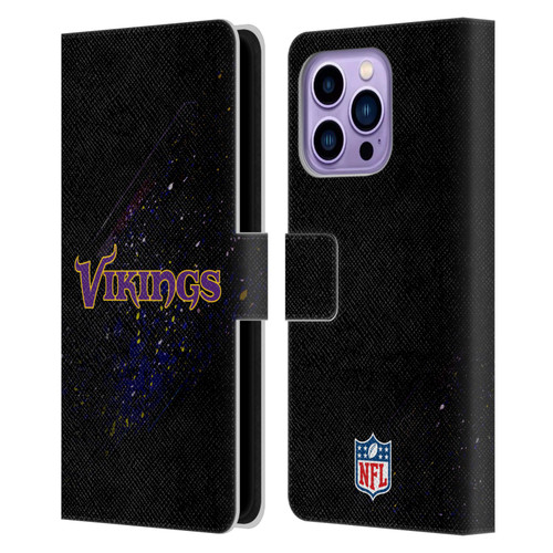 NFL Minnesota Vikings Logo Blur Leather Book Wallet Case Cover For Apple iPhone 14 Pro Max