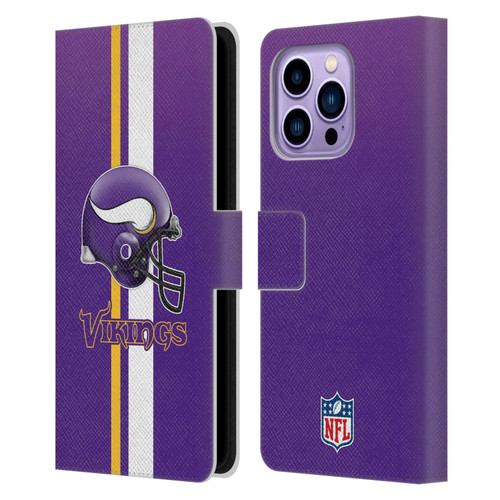 NFL Minnesota Vikings Logo Helmet Leather Book Wallet Case Cover For Apple iPhone 14 Pro Max