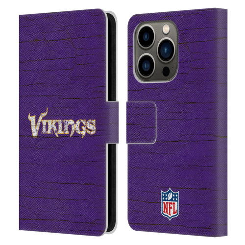 NFL Minnesota Vikings Logo Distressed Look Leather Book Wallet Case Cover For Apple iPhone 14 Pro NFL Minnesota Vikings Logo Distressed Look Leather Book Wallet Case Cover For Apple iPhone 14 Pro
