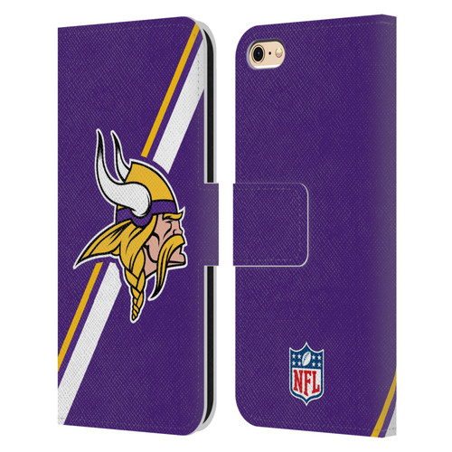NFL Minnesota Vikings Logo Stripes Leather Book Wallet Case Cover For Apple iPhone 6 / iPhone 6s