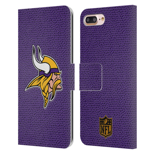 NFL Minnesota Vikings Logo Football Leather Book Wallet Case Cover For Apple iPhone 7 Plus / iPhone 8 Plus