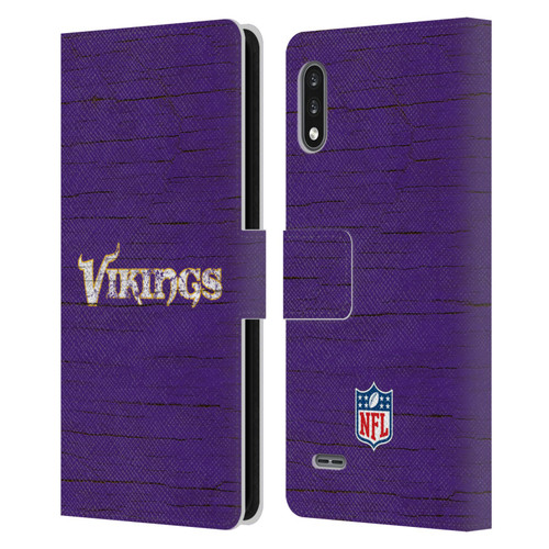 NFL Minnesota Vikings Logo Distressed Look Leather Book Wallet Case Cover For LG K22
