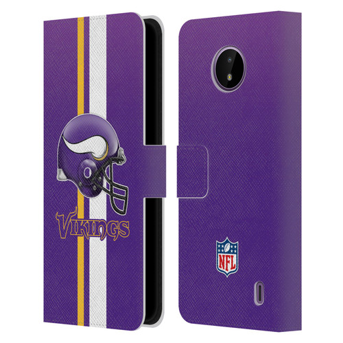NFL Minnesota Vikings Logo Helmet Leather Book Wallet Case Cover For Nokia C10 / C20