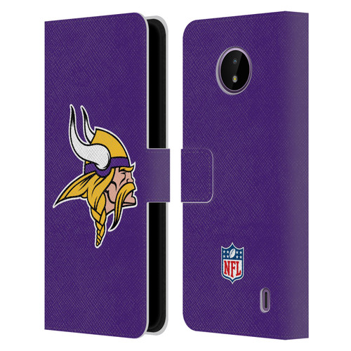 NFL Minnesota Vikings Logo Plain Leather Book Wallet Case Cover For Nokia C10 / C20