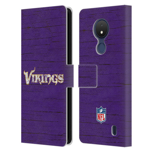 NFL Minnesota Vikings Logo Distressed Look Leather Book Wallet Case Cover For Nokia C21